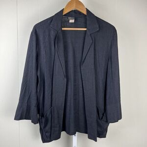 Vintage Harlow Black Unstructured Jacket‎ Rayon Flax Lagenlook Womens Large
